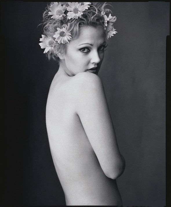 Nude Drew Barrymore Wearing Daisies in Hair